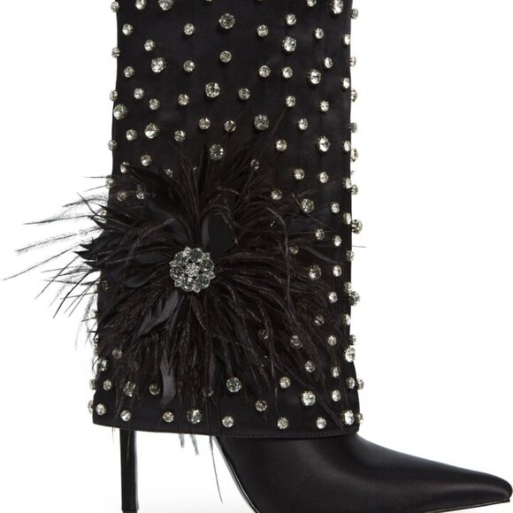 NEW AZALEA WANG Blaise Rhinestone Stiletto Booties black for women 264tn - Picture 11 of 14